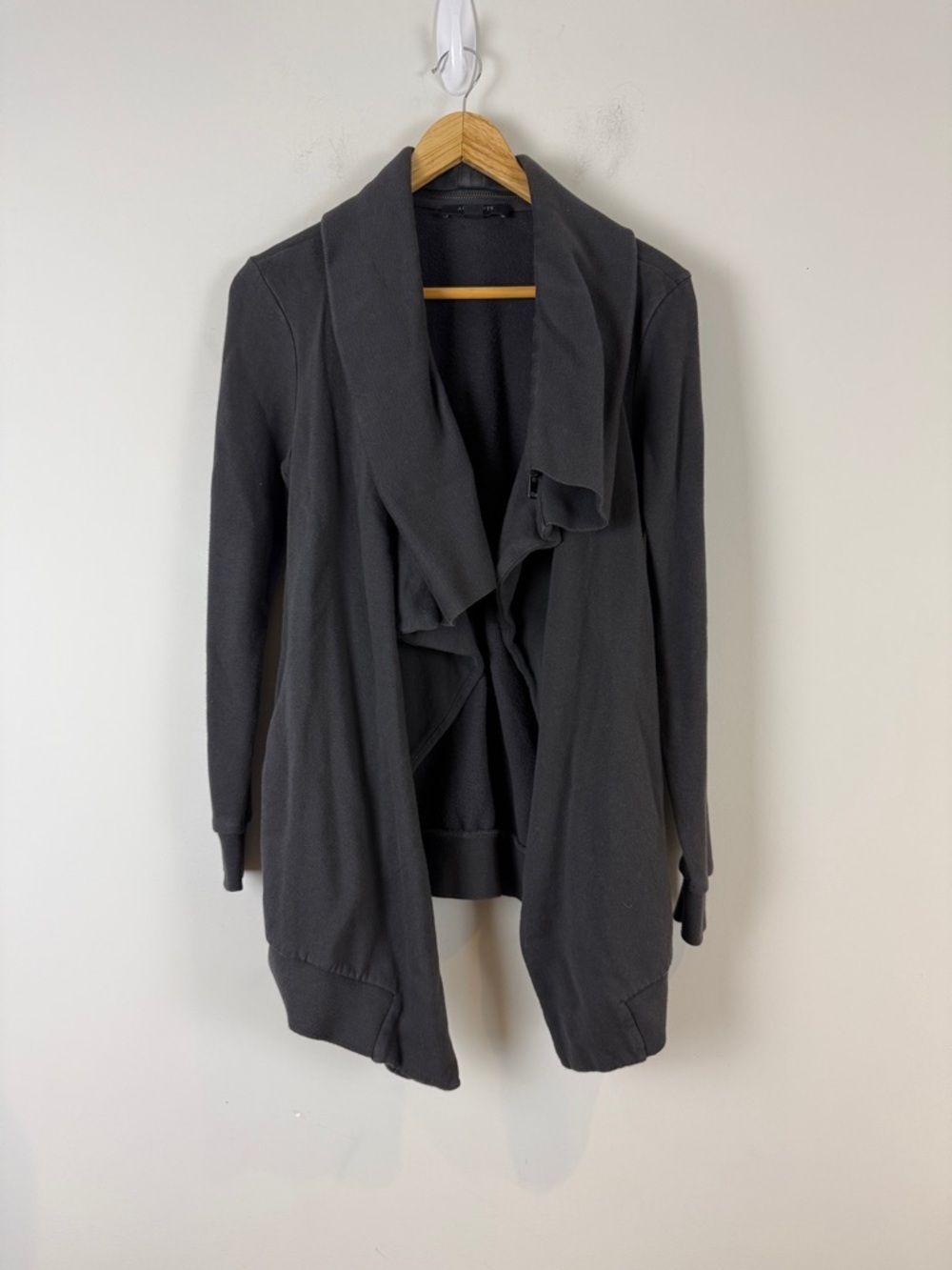 All Saints Dark Grey Draped Open-Front Cardigan